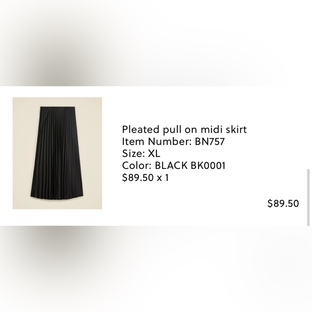 J. Crew Black Pleated Midi Skirt
